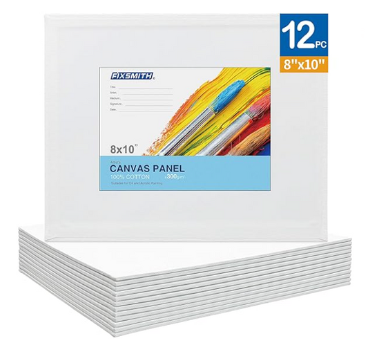 8x10 White Blank Canvas Boards for Painting 12 Pack