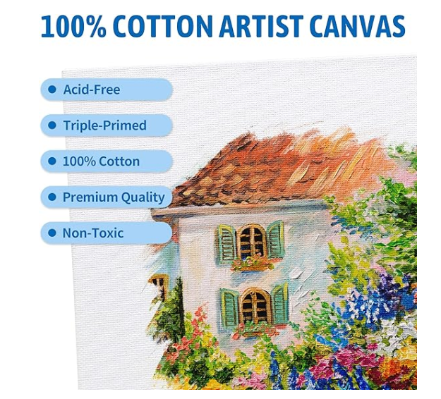 8x10 White Blank Canvas Boards for Painting 12 Pack