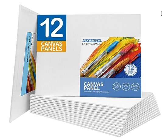 8x10 White Blank Canvas Boards for Painting 12 Pack