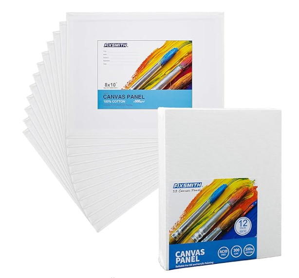 8x10 White Blank Canvas Boards for Painting 12 Pack